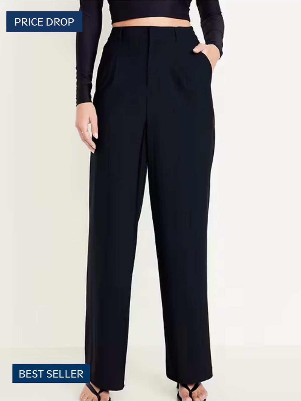 High-Waist Wide Leg Pants in Navy